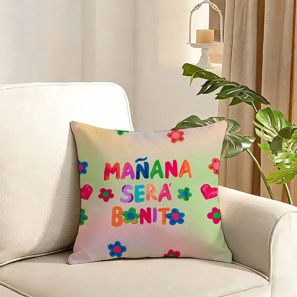 Manana Sera Bonito Cosmetic Case KKarol G Cushion Cover Reversible Plush Pillow Cover Soft Fluffy Home Decor for Sofa Bedroom