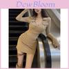 Spring Knit Fabric Womens Bodycon Midi Dress With Tiedye Pattern For Casual Wear