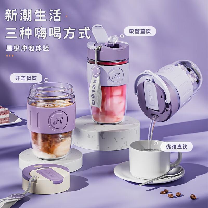 RELEA High Borosilicate Glass Water Bottle with Straw