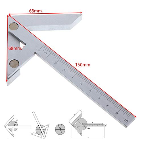 CarAngels Stainless Steel Center Gauge, 70mm Center Square, 45 Square, Stop Square, Right Angle Ruler, 45 Degree Ruler, Center Finder, Carpenter's Ma