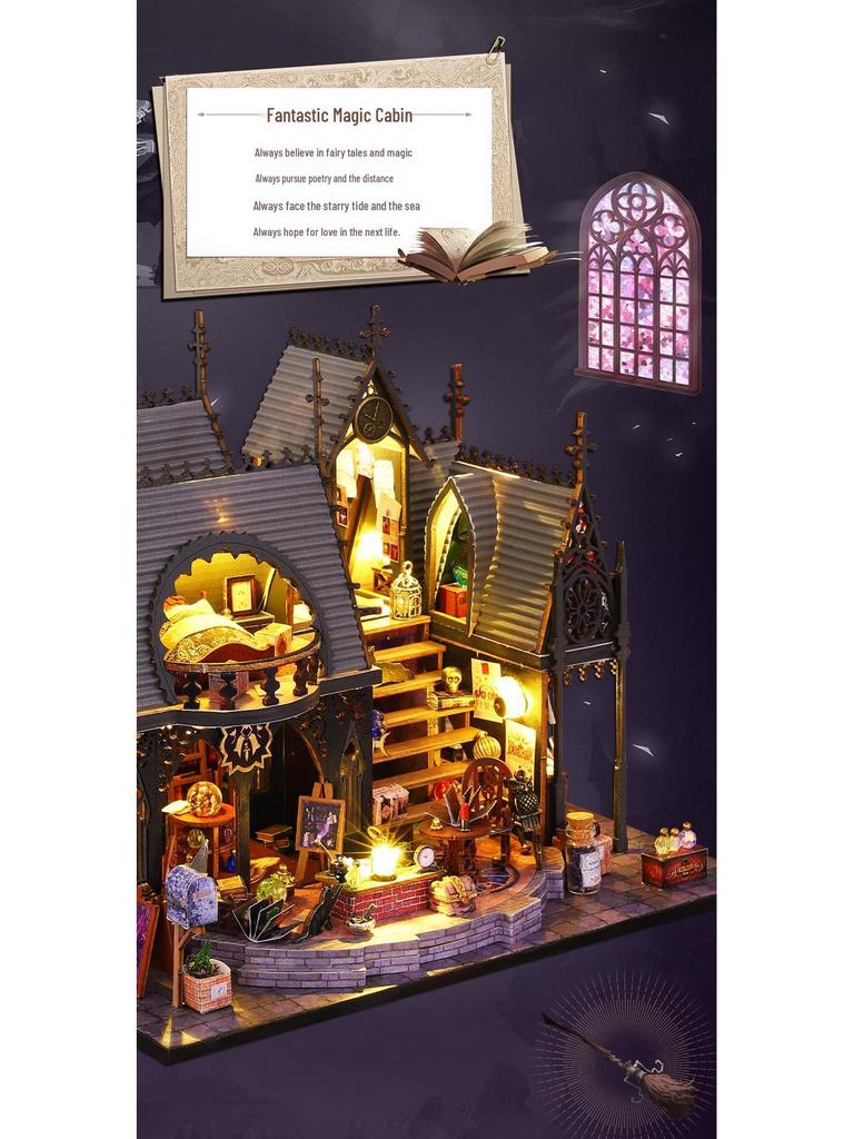 Jiate DIY Luna Magic House Model: Hand-Assembled Villa Ornament, Exquisite Decompression Gift for Adults.