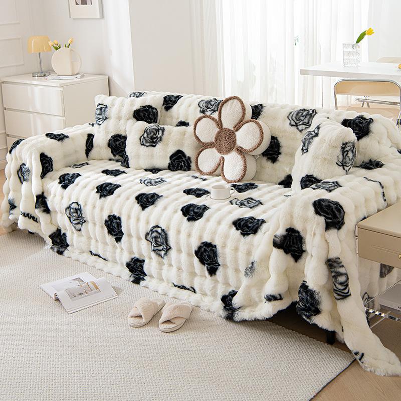 Winter Thickened Fleece Sofa Cover Cloth a Whole Full Covered Armrest Cover Towel Sofa Cover All-Inclusive Universal Seat Cushion