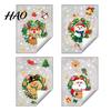 Holiday Gift Ideas Christmas Static Window Sticker, Wreath Pattern Print PVC Removable Decal, Xmas Scene Decor Waterproof Glass Cling for Living Room