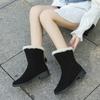 Winter New High Tube Warm High Top Suede Round Head Cotton Shoes Women's Snow Boots