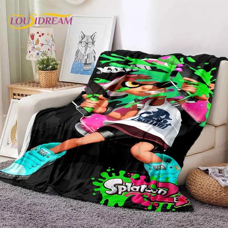 Splatoon3 PC Gamer Cartoon Game Soft Flannel Blanket for Beds Bedroom Sofa Picnic,Throw Blanket for Cover Outdoors Leisure Gift