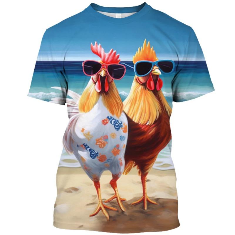 Fun Animal Chicken 3D Printed Summer Men's T-shirt Street Hip Hop Funny Short Sleeve Loose Casual Comfortable Clothing
