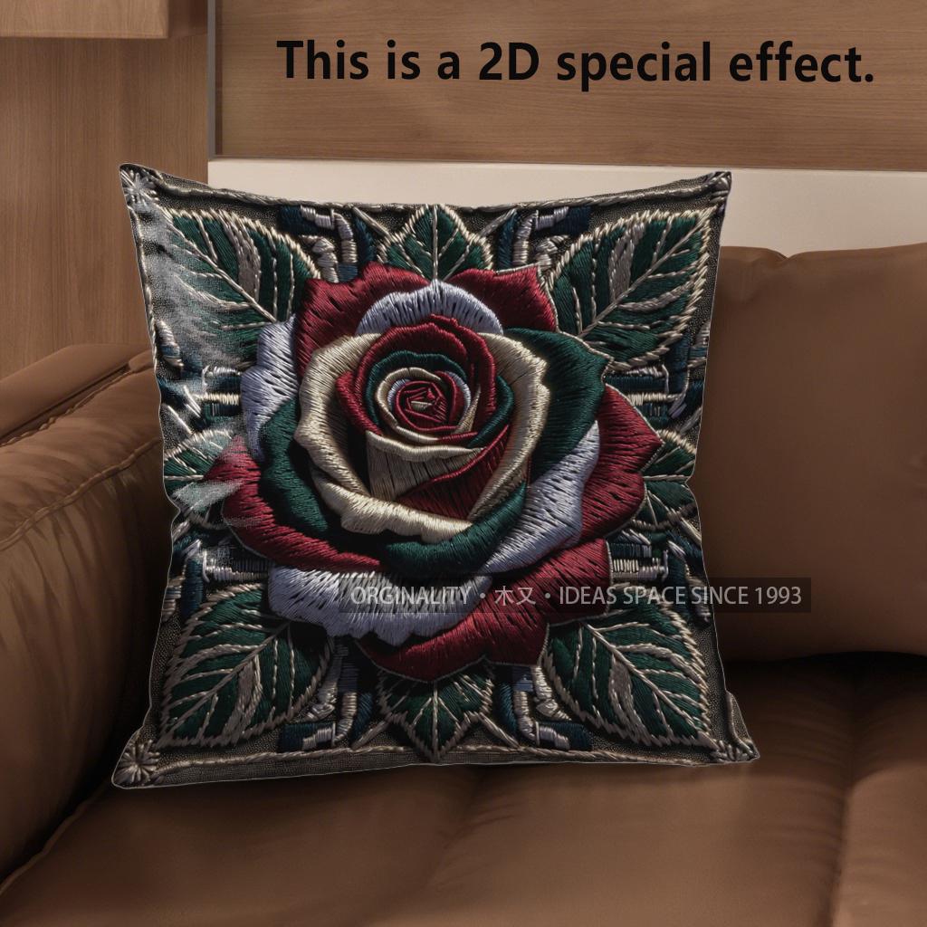 

2D Vintage Embossed Rose Decorative Throw Pillow Covers Pattern Cushion Cover Suitable For Sofa Bedroom Car Pillow Cover 40x40cm