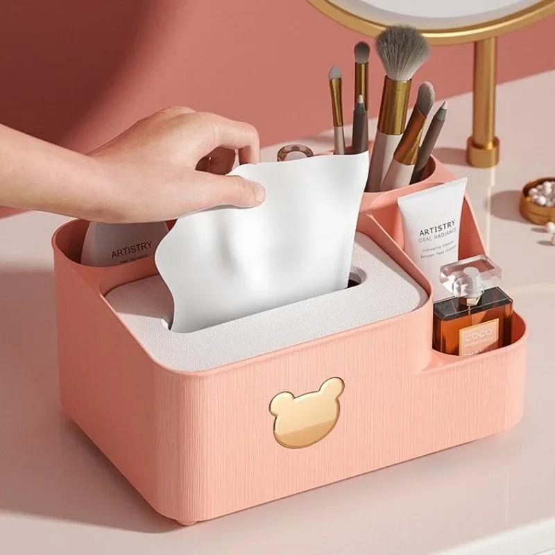 Tissue Storage Box Living Room Desktop Storage Multi-function Storage Box