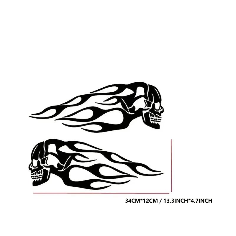 Motorcycle Stickers Flame Skull Pattern Car Body Stickers Decals Motorcycle Fuel Tank Creative Stickers Waterproof Decoration