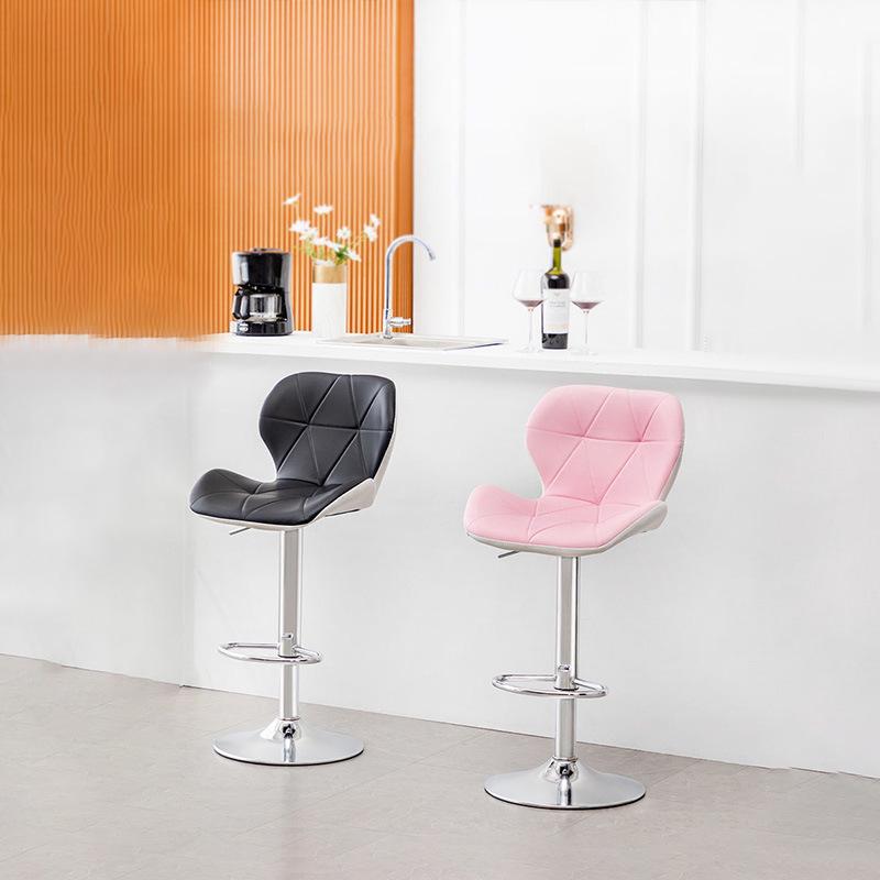 Adjustable Swivel Bar Stool with Backrest - Modern High Stool for Home or Salon