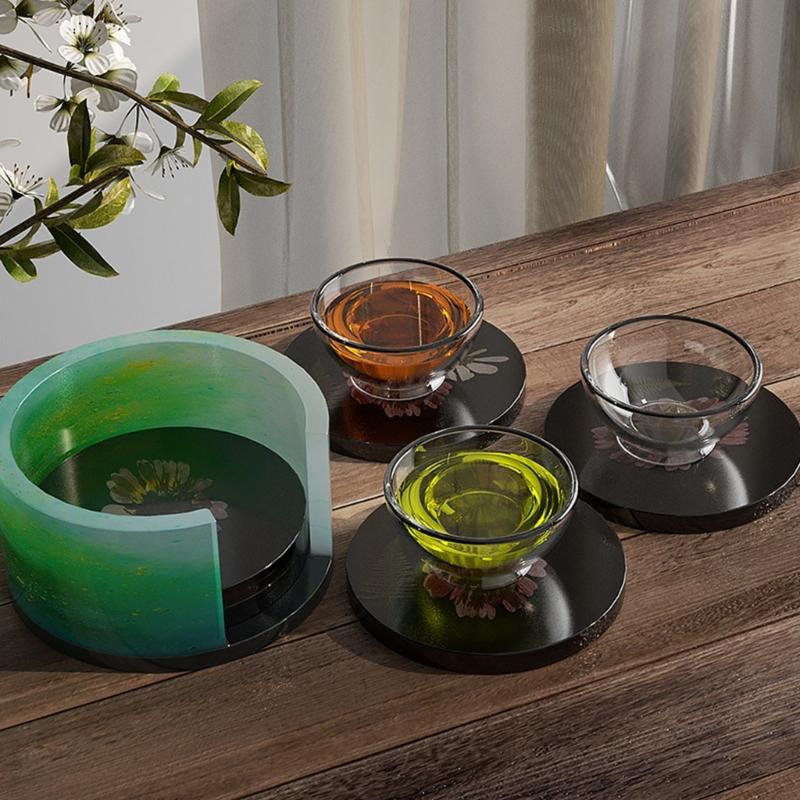 Coaster Resin Molds,Coaster Silicone Mold with Storage Box Mold,Epoxy Resin Molds for DIY Resin,Cups Mats,Home Decoratin