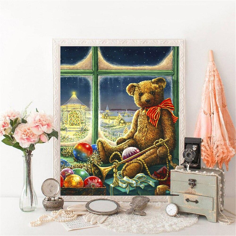 Diamond Embroidery Bear Full Square Rhinestone Kit New Arrival Diamond Painting Cartoon Mosaic Window Christmas Gift