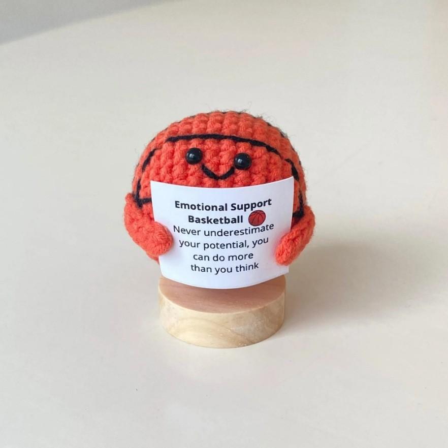 Crochet Positive Energy Golf Ball Doll With Card Home Room Decor Handmade Knitted Basketball Desktop Ornament Christmas Gifts