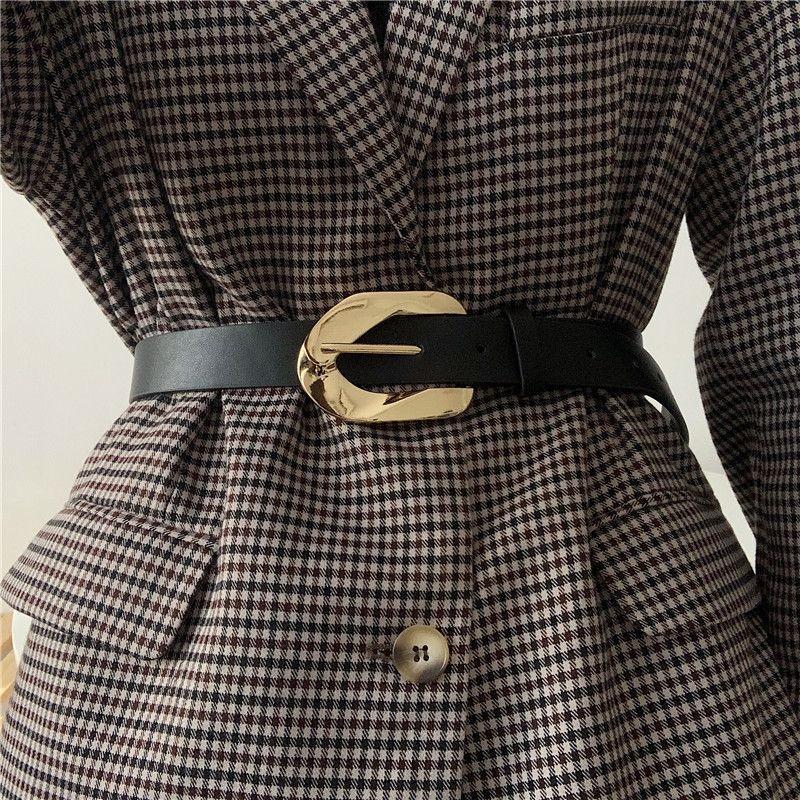 Curea de damă la modă în talie din PU negru pentru un stil fără efort cu rochii și sacouri Toamna aceasta