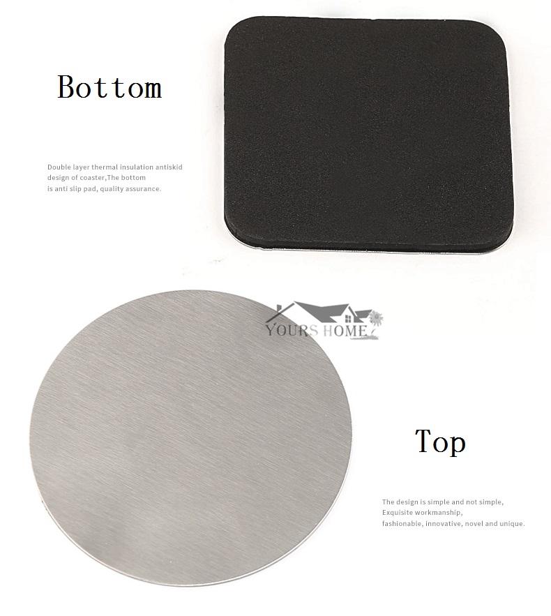 Round & Square Table Cup Mat Kitchen Mat Pad For Bar Cocktail Stainless Steel Mat Kitchen Glass Coaster Placemat Barware