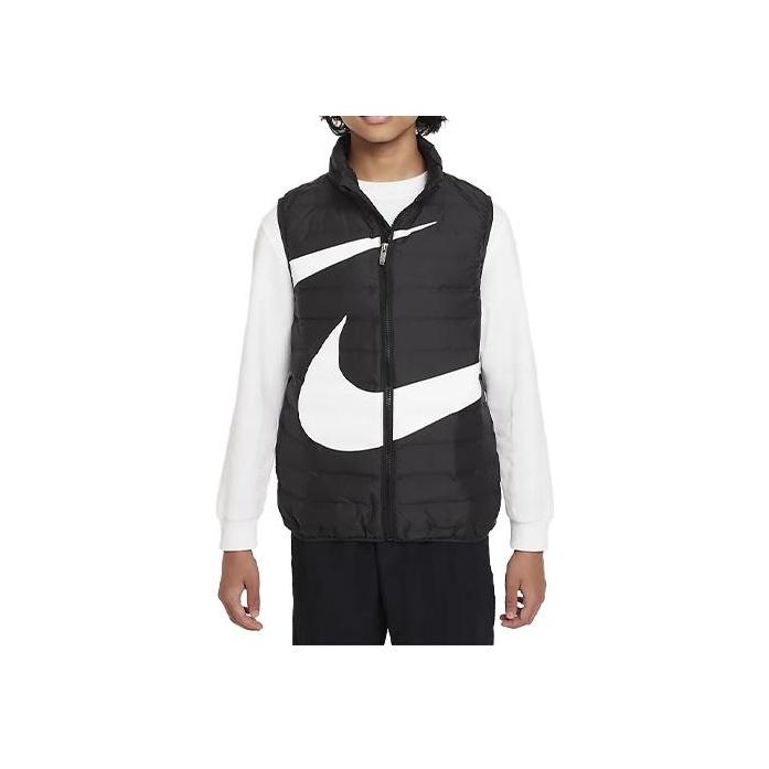 

Детский повседневный пуховый жилет на молнии с воротником-стойкой и принтом логотипа Nike Swoosh, черный FV2520-010 L