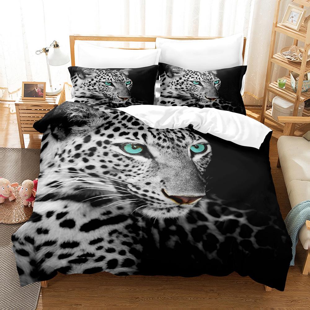 Animal, Leopard 2021 Animal 3D Printing High Definition Home Textile Bed Sheet Kit Student Dormitory Three-Piece Set