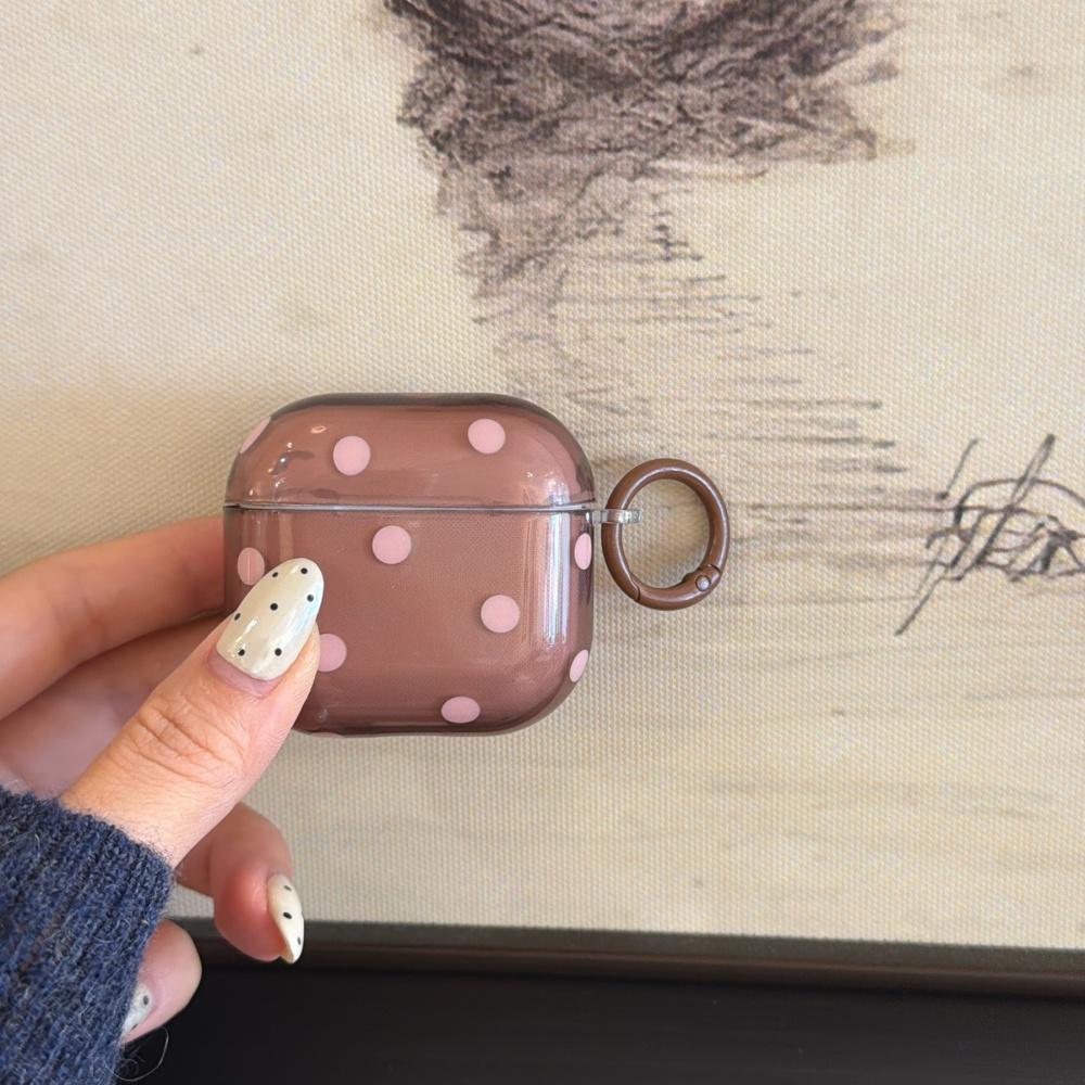 Niche semi-transparent pink brown polka dots are suitable for airpodspro 1st generation 2nd generation 3rd generation 4th generation bluetooth headset