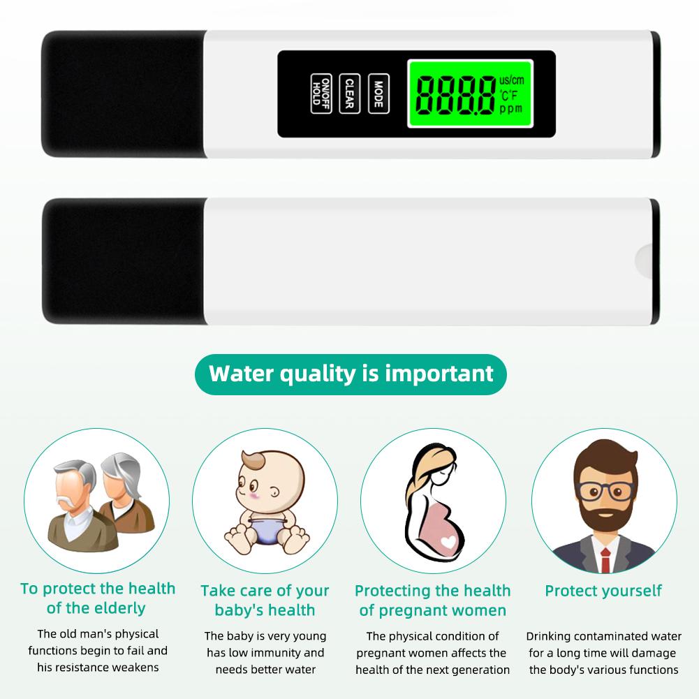4 in 1 TDS Meter Digital Water PH Meter 0-9990PPM High Precision Digital Water Quality Tester Aquarium Swimming Pool PH Tester