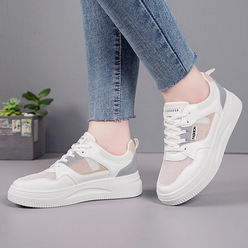 Pantofi de bord la modă respirabili 2024 Vară Nou Mesh Subțire Casual Talpă groasă Versatil Sport Vulcanizați Zapatos De Mujer pentru femei