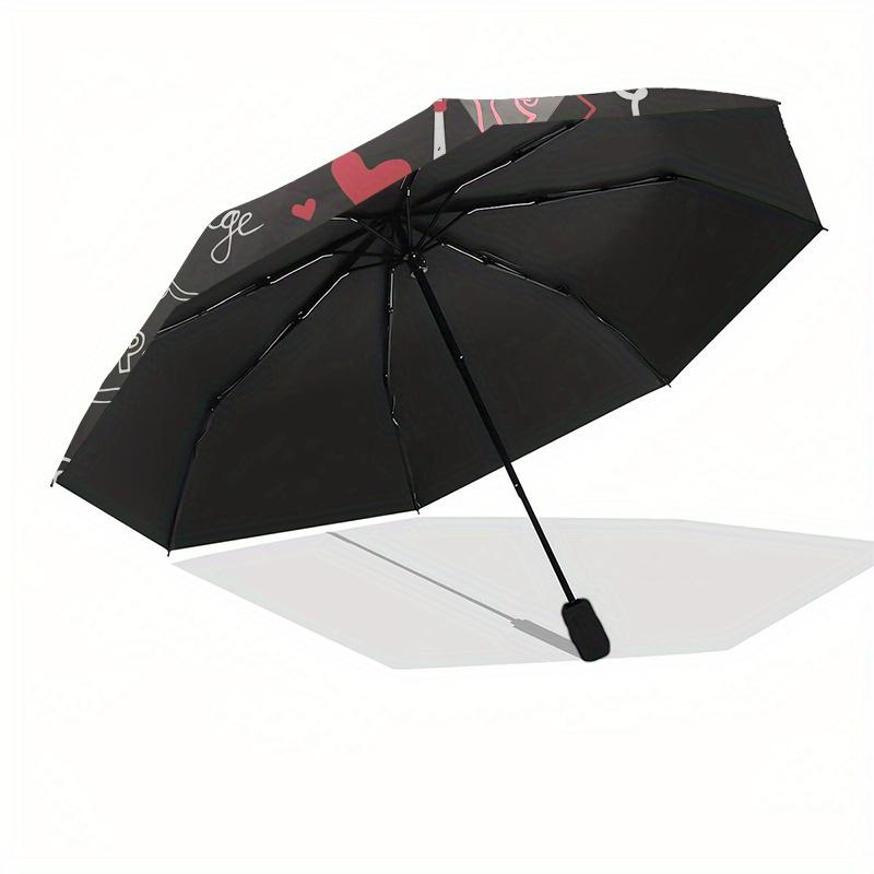 Parisian Romance: Eiffel Tower Chalkboard Art PrintUmbrella, Portable 3-Fold Compact Umbrella,Christmas Gift ES438
