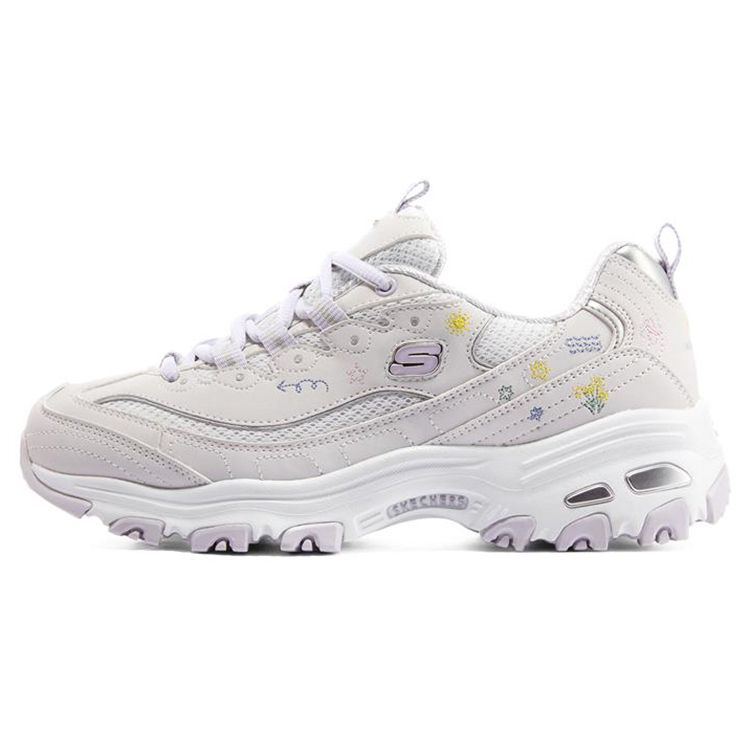 Skechers Women's Lavender Dlites 1.0 Floral Bear Low-Top Sneakers Sneakers 896155-Lav Cm