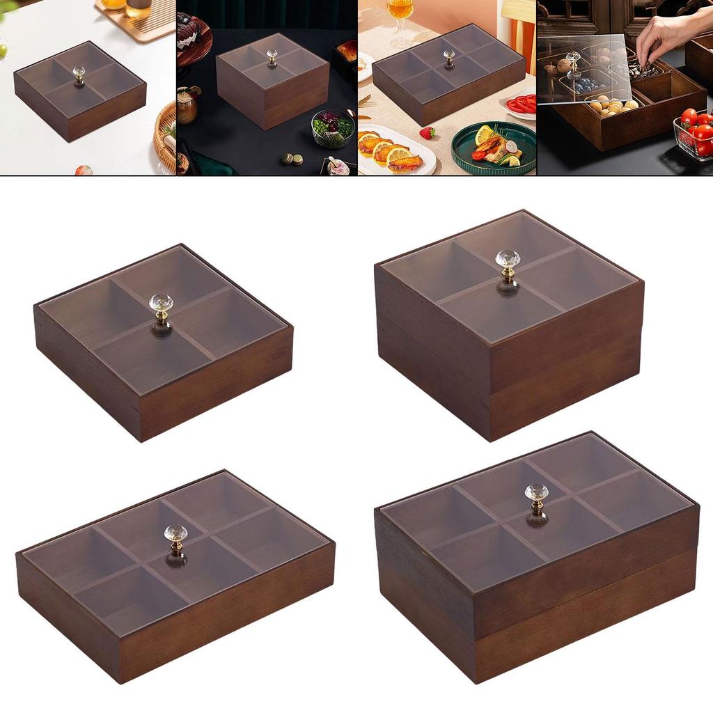 Serving Tray Multifunctional Portable Snack Tray Candy and Nut Dishes with Clear Lid for Fruits Chocolates Sweets Cakes Camping