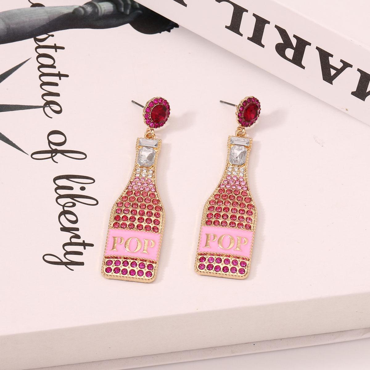 Wine bottle light luxury fashion personality temperament versatile trend niche exaggerated cute stud earrings earrings