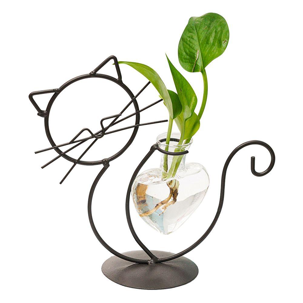 Heart Shape Simple Cat Hydroponic Plant Vase Flower Arrangement Clear Glass Vase Plant Flower Pot