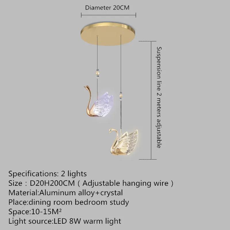 Nordic Creative Acrylic Swan LED Hanging Chandelier Study Bedroom Living Room Restaurant Pendant Lamps Bar Indoor Lighting Decor