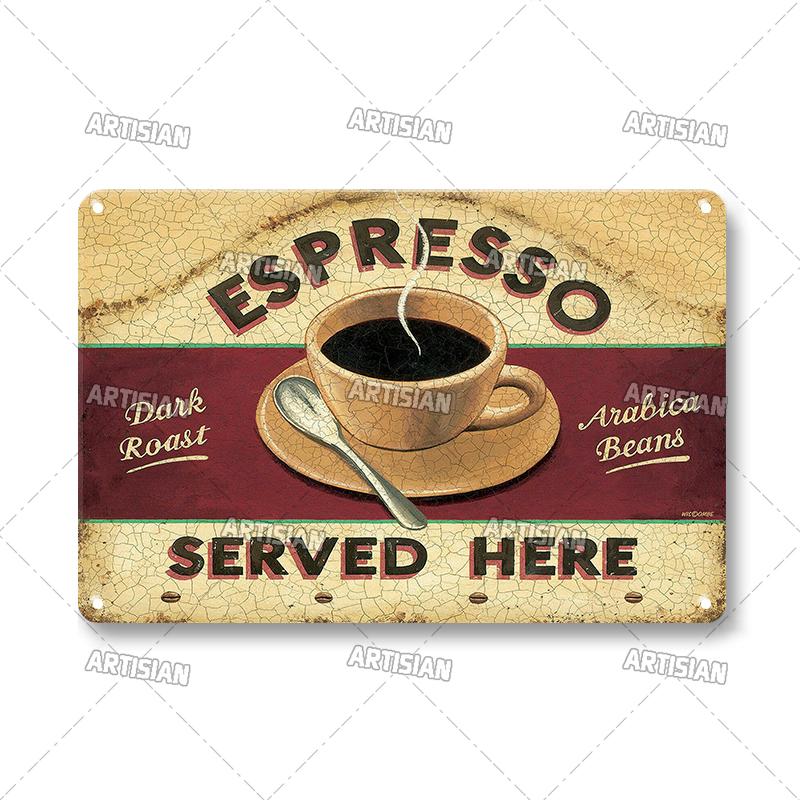 Vintage Coffee Metal Tin Sign Decorative Plate Retro Tea Time Metal Poster Home Bar Cafe Indutrial Decor Old Wall Metal Signs