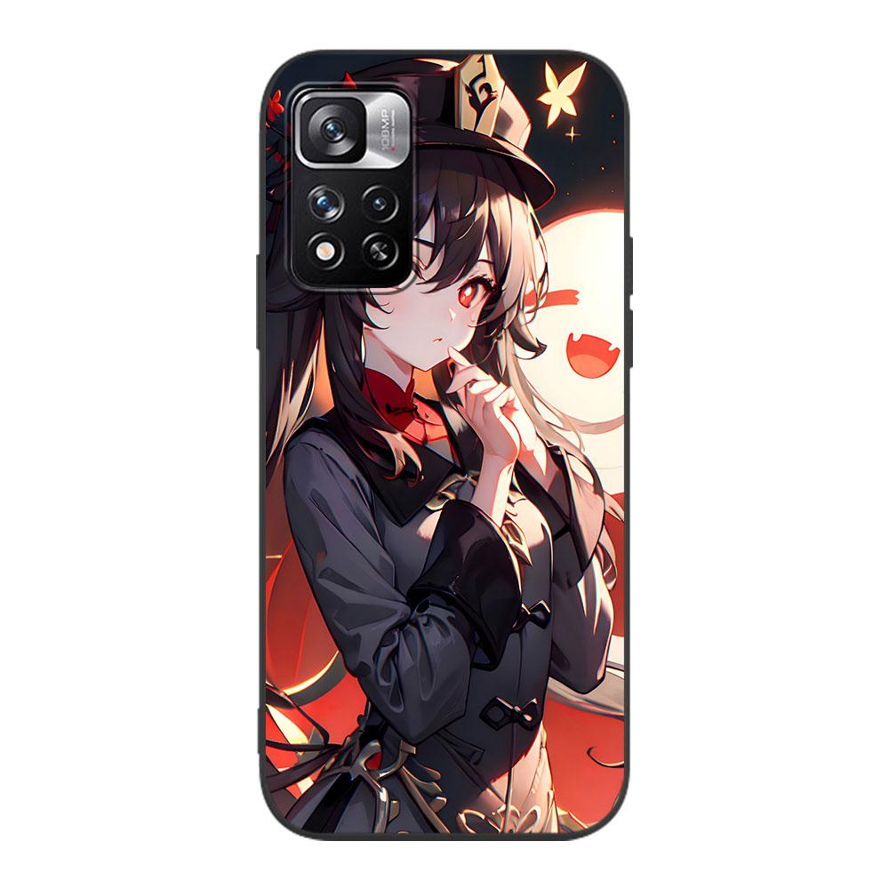 Hu Tao Genshin Impact Case for Xiaomi Redmi 10A 10C 9C 12C 9A 9i 10 12 9 Prime 9T K40 Pro Black Soft TPU Mobile Phone Bag Cover