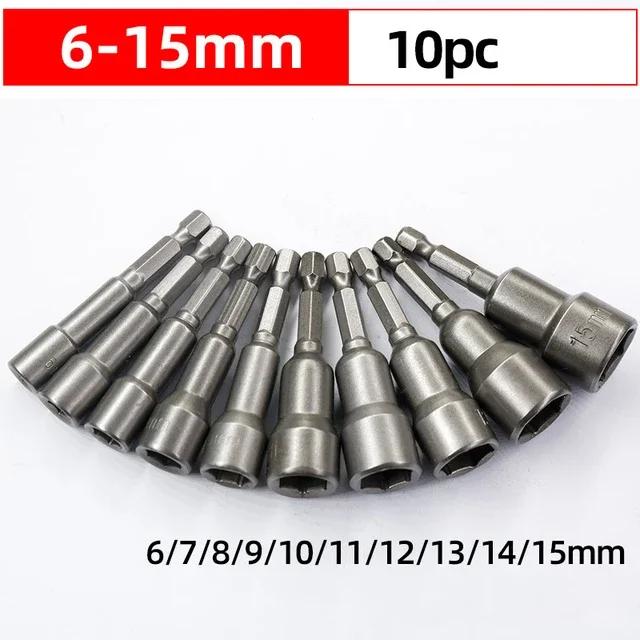 High Quality 6mm-15mm Impact Socket Kit with Magnetic Nut Driver & 1/4 Hex Bit Adapter for Power Drills