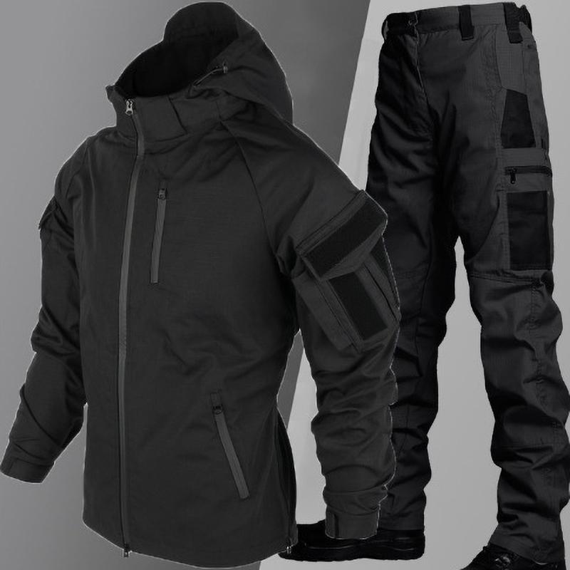 

Водонепроницаемые комплекты Мужская износостойкая тренировочная форма Уличная карманная униформа для кемпинга Спортивный костюм S