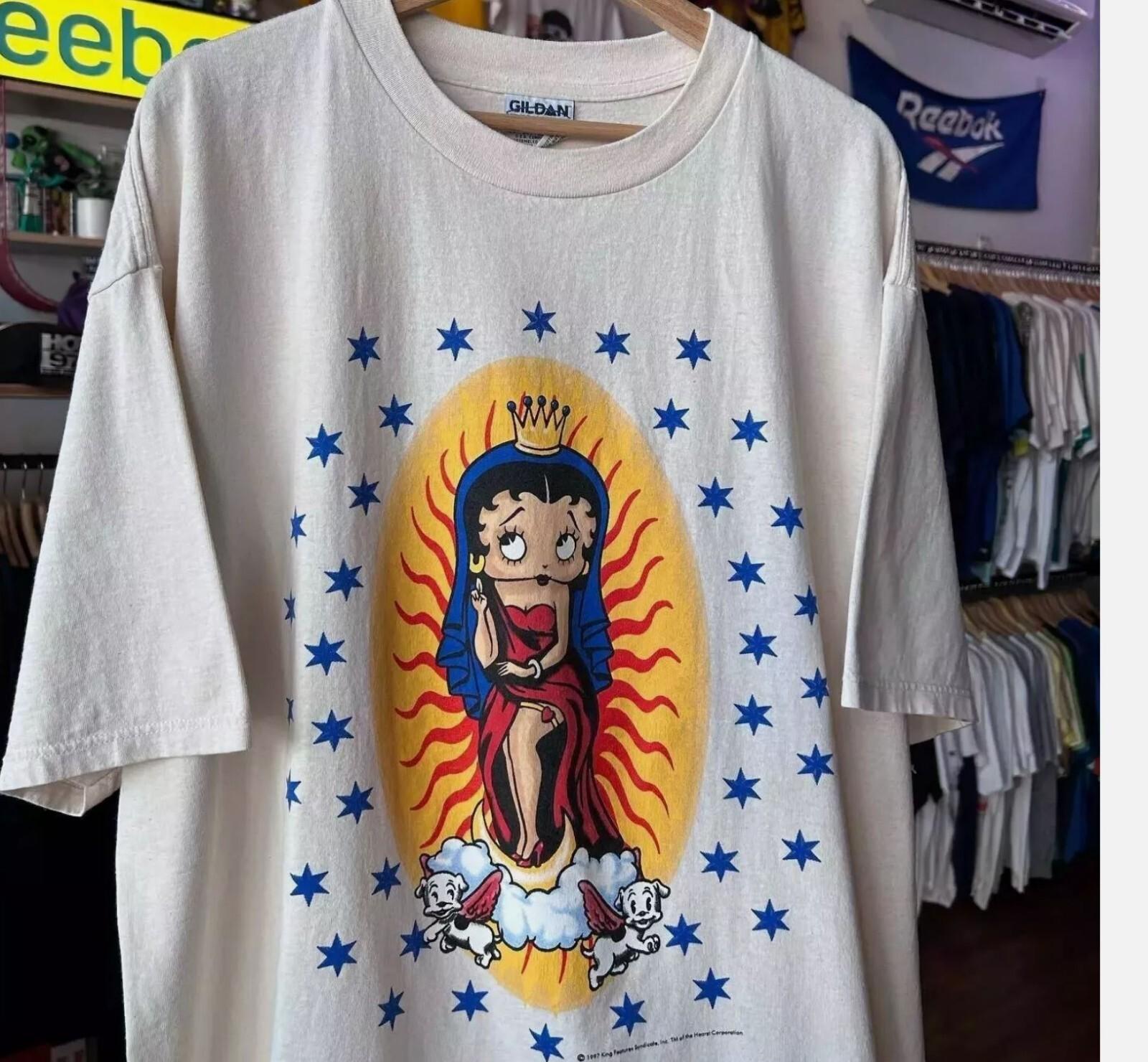 Betty Boop Rare Design Retro Style White Unisex T shirt Reprint S-5XL S