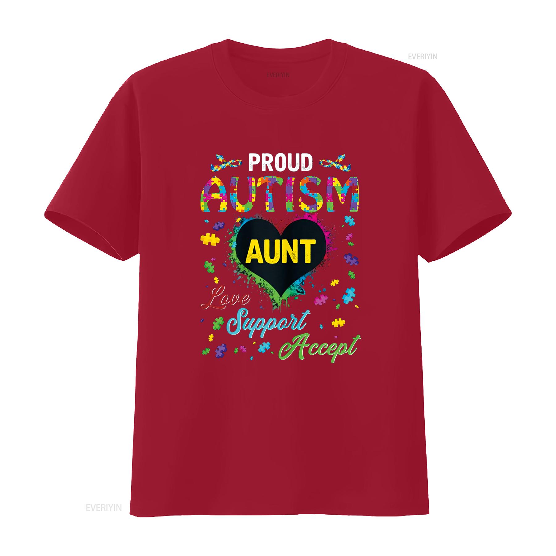 

Proud Autism Aunt Love Support Accept Help Awareness T Shirt vintage Washed fashion Stretched Unisex Stylish Breathable S