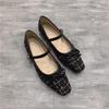 Fashion 2025 Flat Shoes Women's Spring Autumn New Vintage Mary Jane Shoes Women's Shallow Square Toe Large Size Women's Shoes 41-43