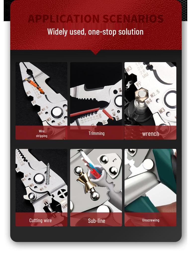 Multifunctional Folding Wire Stripper & Crimping Pliers - Industrial Grade for Wire Insulation Stripping & Screw Tightening