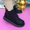 Women's Glossy Faux Cover Round-Toe Ankle Boots with Lace-Up Closure - Chunky Mid-Heel Winter Boots with Arch Support,  Ankle Boots