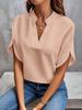 2024 Summer Fashion Women's V-neck Loose Solid Color Casual Top