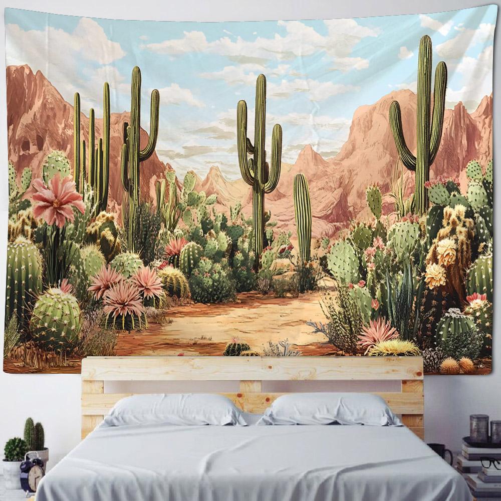Tropical Plant Tapestry Cactus Wall Hanging Painting Nordic Style Bedroom Fabric Background Decoration Home Sofa Mat Bed Sheet