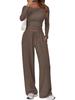 Fashion Casual Set Sport Yoga Autumn Winter Solid Color Crew Neck Long Sleeve For Women