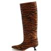 Fashion Brand Snake Pattern Low Heel Women's Knee Long Boots Fashion Stage Show Black Sexy Autumn and Winter Women's Shoes Size 34-43