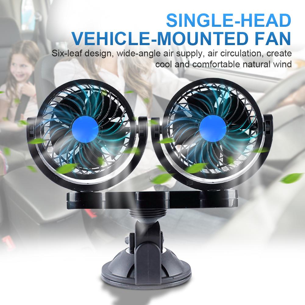 12V/24V Car Cooling Fan Adjustable Speed Dual Head Electric Car Circulator Low Noise Auto Fan Summer Accessories