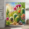Cactus Garden Shower Curtain Vibrant Desert Plants Artistic Print Waterproof Bathroom Decor Easy To Install and Maintain