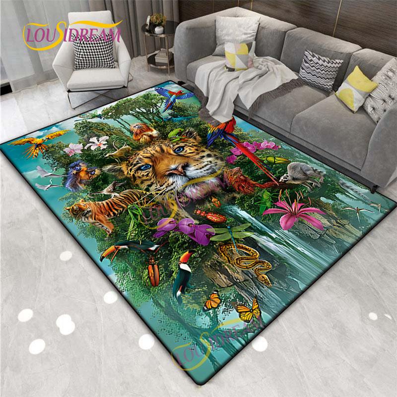 Animal Art Tiger Washable Square Soft Wolves Rug Living Room Bedroom Decorative Floor Mat Kitchen Bathroom Door Mat carpet.