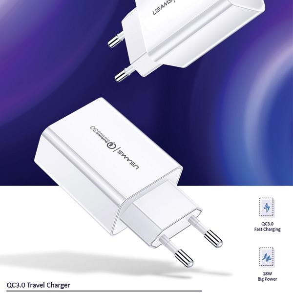USAMS Land. Network. 1Xusb T22 18W 3A Qc3.0(OnlyHead) Fast Charging White/White Cc83Tc01 (Us-Cc083)