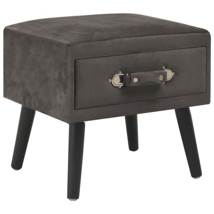 Table de chevet - vidaXL - Gris - 40x35x40 cm - Velours