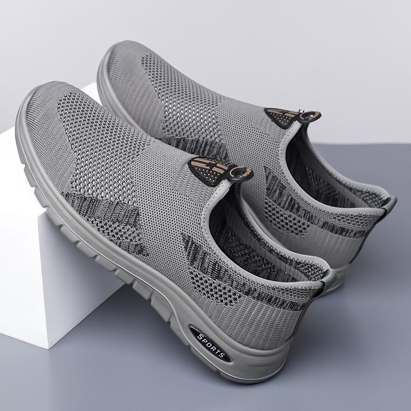 Summer Men Shoes Knitted Mesh Light Breathable Flat Bottomed Loafers Outdoor Casual Board Shoes Socks Men Shoes Vulcanized Shoes