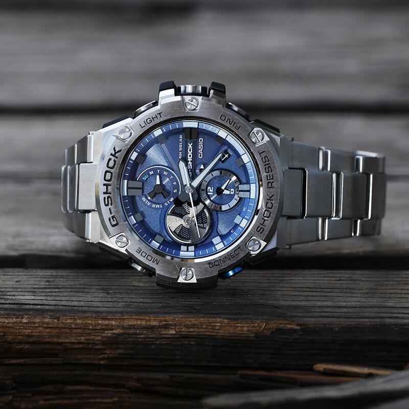 Casio G-STEEL series-S Disc Dual Display, Fashion Trend, Contrasting Color, Street Retro, Classic Pointer, Three-eye Dual Display Dial, GST-S110D-2A